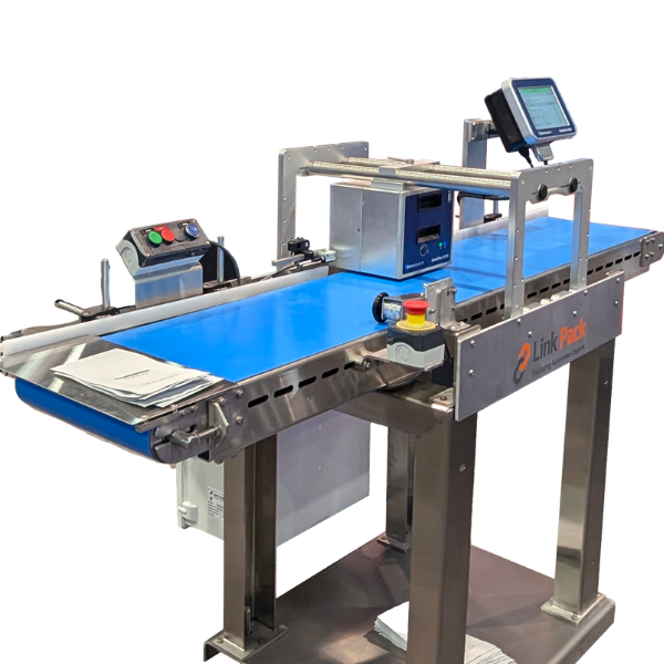 Link Pack Automated pouch coding system for cannabis packaging in Ontario, featuring a Videojet TTO printer